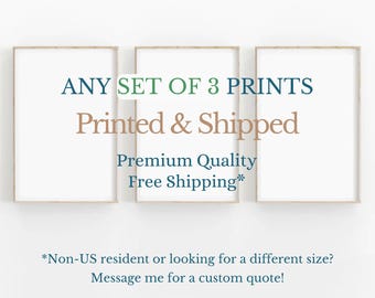 Giclée Print, Printed Wall Art, Mailed Art Print, Fine Art Set of 3 Prints, PRINTED and SHIPPED Canvas Painting, Mailed Vintage Wall Art