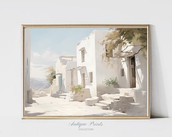 Greece Painting, Antique Greek Wall Art, Coastal Wall Decor, Mediterranean Print, European DIGITAL Prints - PRINTABLE