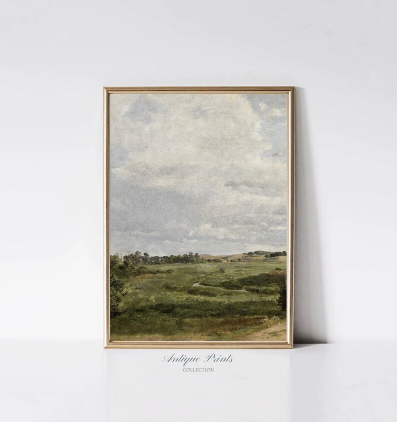 Cuadro neutro, conjunto de 2 impresiones divididas, paisaje, 2 piezas, arte de pared vintage, impresión campestre, decoración de granja - IMPRIMIBLE imagen 4