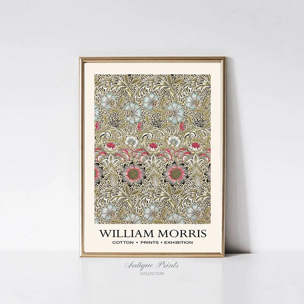 William Morris Wall Art, William Morris Flowers Print, Exhibition Poster, Art Nouveau Wall Art, Vintage Paper Pattern Art - PRINTABLE