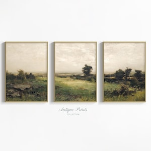 Arte de pared vintage de 3 piezas, cuadro campestre vintage, juego de 3 impresiones de paisajes, impresión campestre, decoración de granja - IMPRIMIBLE