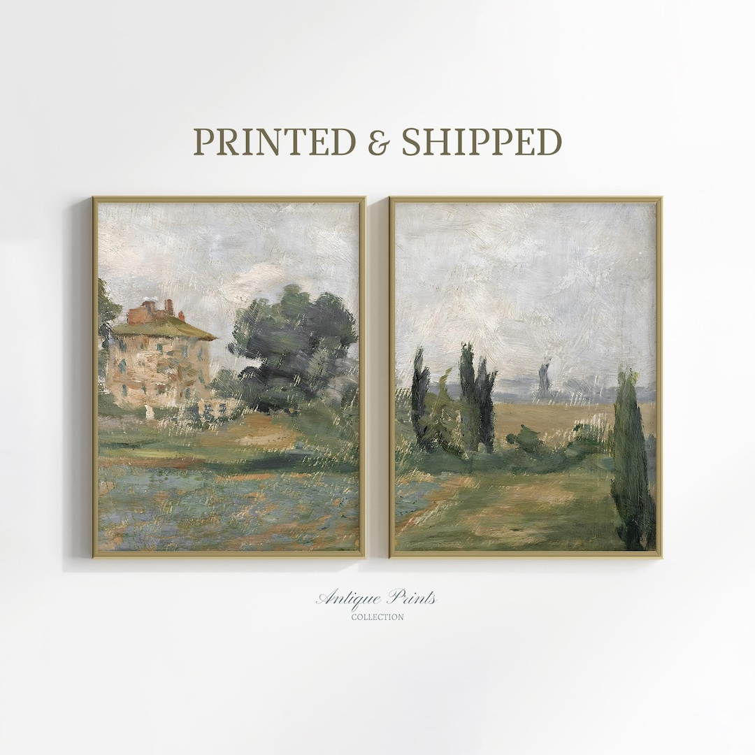 Landscape Prints Set of 2, French Country Vintage Mailed Art ...