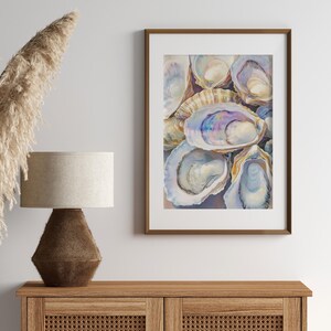 Oysters Wall Art, Pastel Tropical Oil Painting, Coastal Digital Print, Ocean Wall Art, Beach Cottage Decor, Pastel Beach Art - PRINTABLE image 8