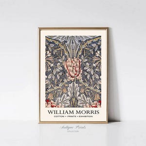 William Morris Flowers Print, Exhibition Poster, Vintage Art Nouveau Wall Art, William Morris Pattern Art, Botanical Painting - PRINTABLE
