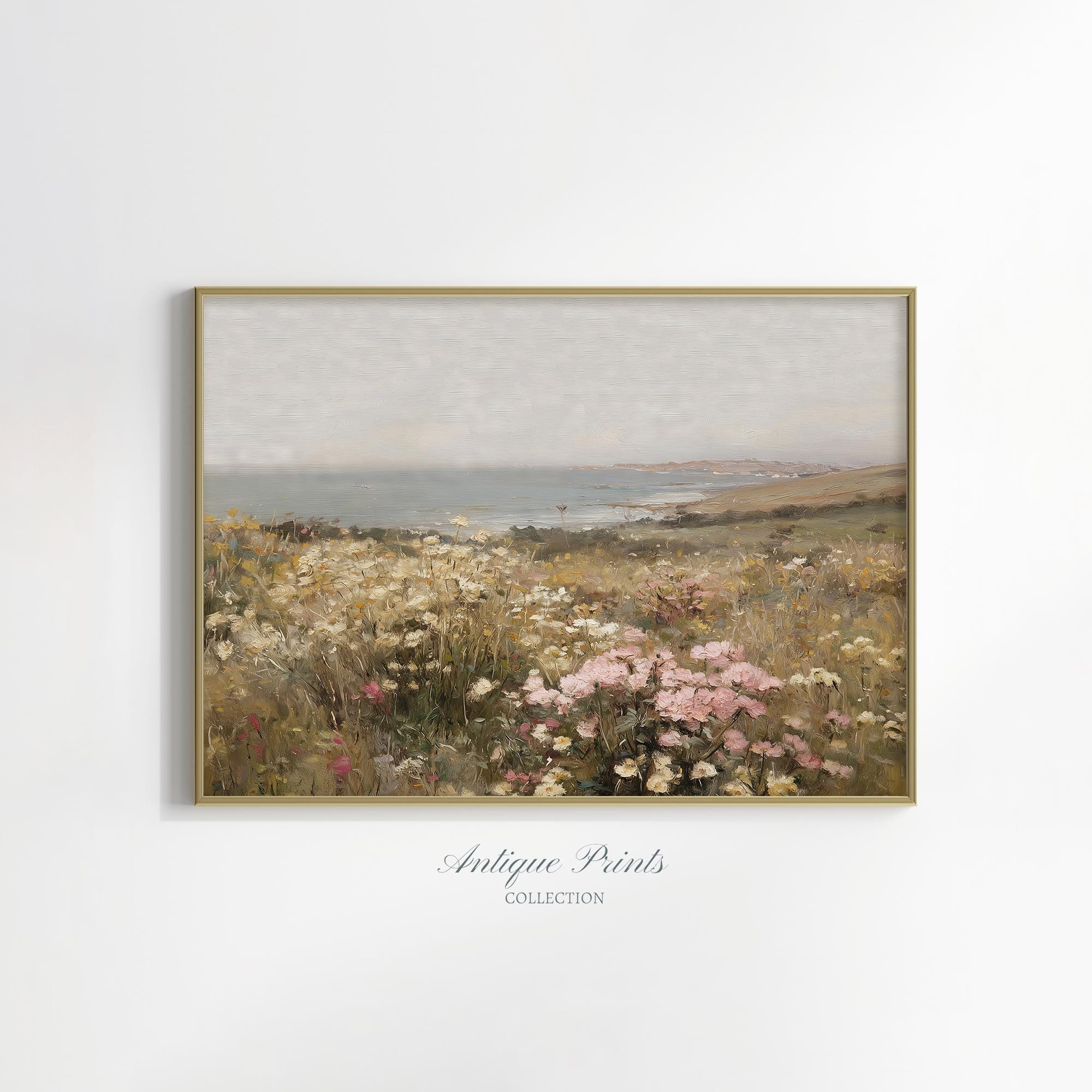 Coastal Wildflowers Print: Printable Neutral Seascape Painting, Beach ...