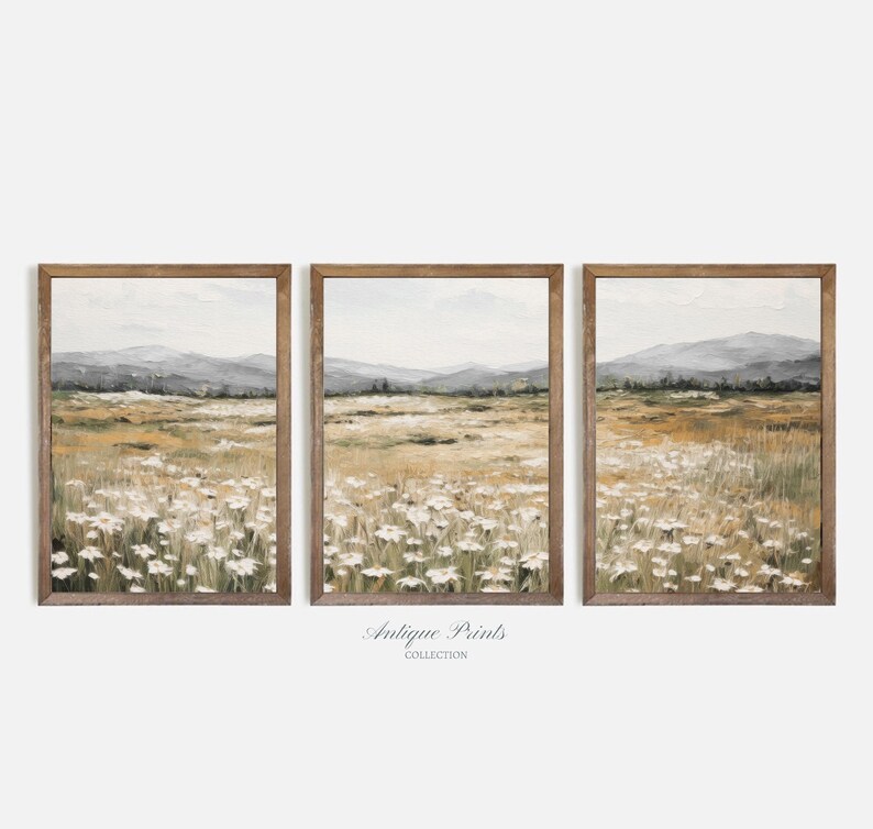 Neutral Roses Printable Wildflower Wall Art, Neutral Flowers Mailed Print, Living Room Large ...