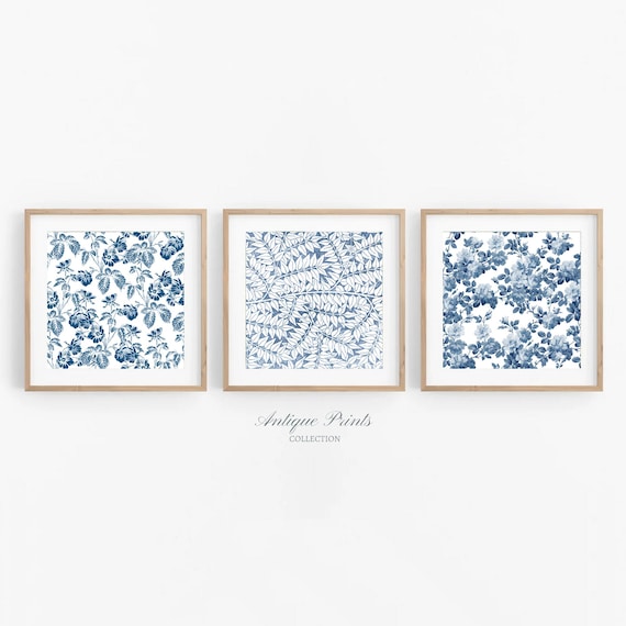 Tapisserie Murale Vintage Motif Floral Bleu - 16 X 23.5 Pouces - Sans Tringle