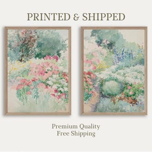 Wildflower Wall Art, Watercolor Floral Set of 2 Prints, Giclée Mailed Art Print, Living Room Wall Art, Farmhouse Countryside Canvas Painting