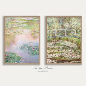 Set of 2 Monet Prints, Soft Tones Claude Monet Painting, Neutral Monet 2 Pieces Wall Art, Vintage Impressionism Summer Wall Art - PRINTABLE