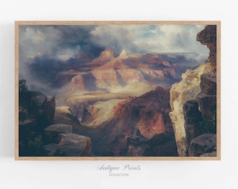 Grand Canyon Vintage Print, Grand Canyon Painting, Antique Arizona Wall Art, Farmhouse Wall Decor, National Park Painting - PRINTABLE