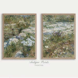 Wildflower Field Set of 2 Prints, Country Meadow 2 Pieces Vintage Wall Art, Landscape Painting, Spring Farmhouse Decor - PRINTABLE