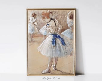 Vintage Ballerina Painting, Girl Nursery Wall Art, Antique Dance Class Print, Girls Room Decor, Degas Art -  PRINTABLE