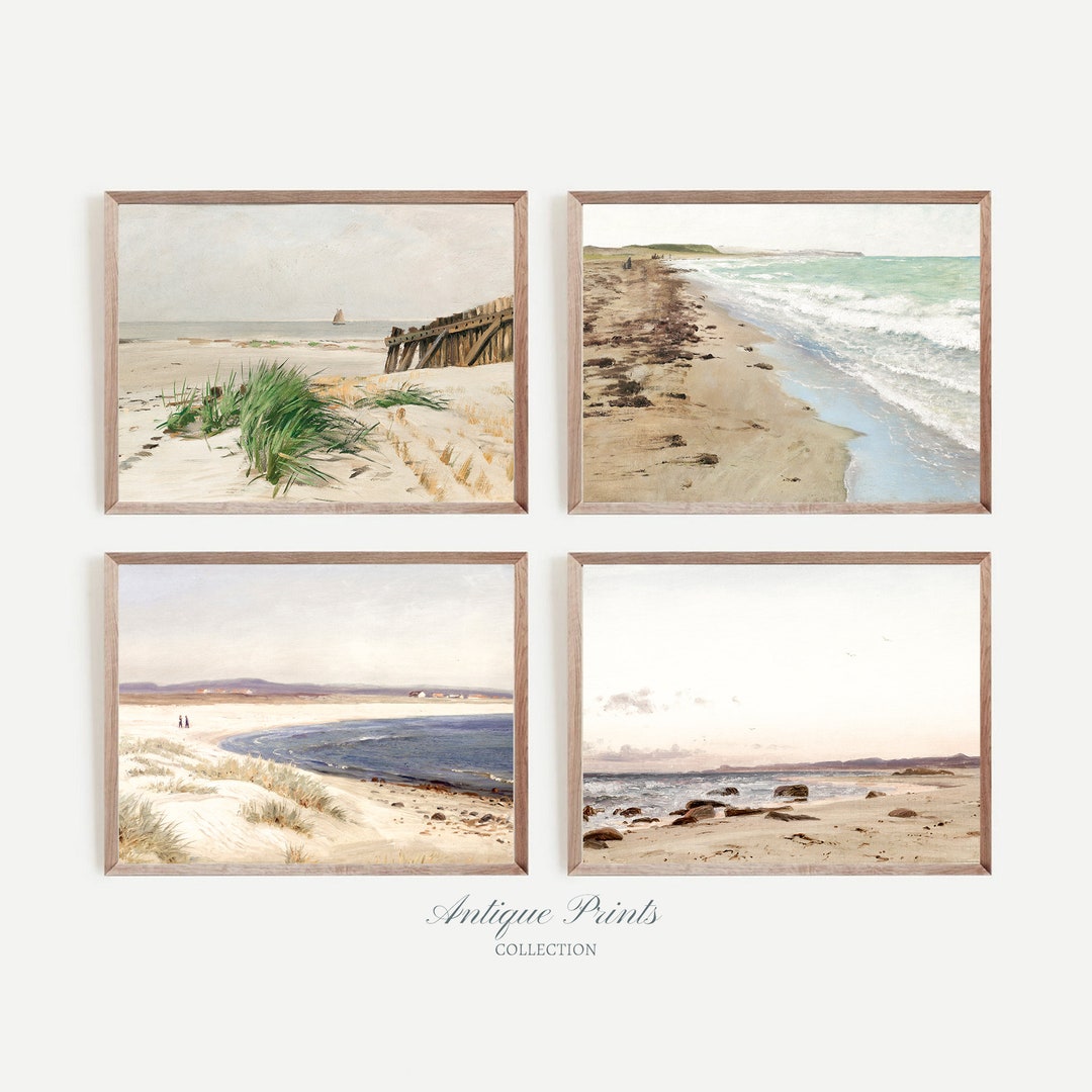 Vintage Seascape Gallery Wall Set, Beach Set of 4 Digital Print ...