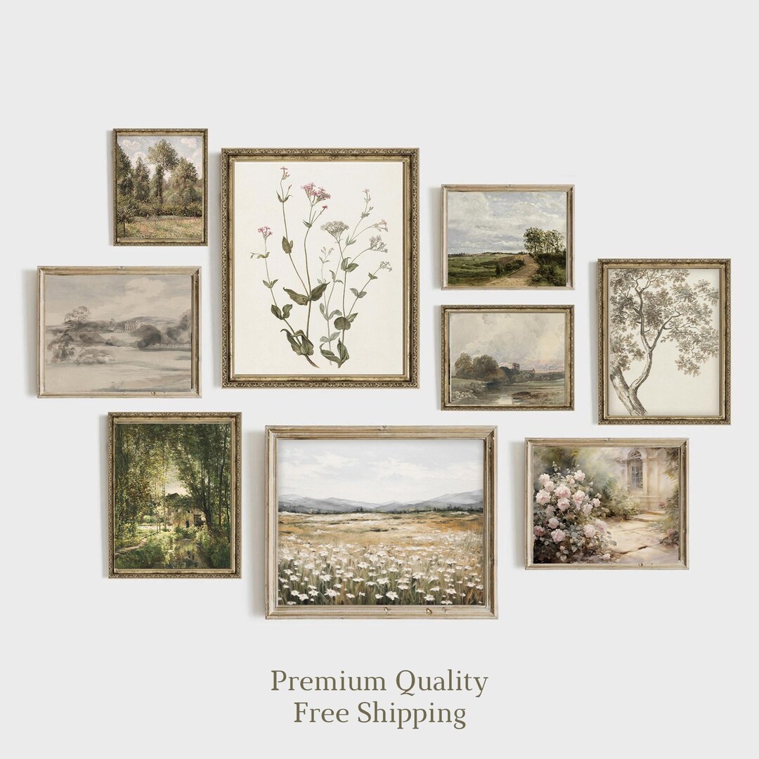 French Country Gallery Wall Set of 9 Prints, Vintage Country Wall Art ...