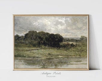 Printable Moody Countryside Wall Art, Landscape Painting, Cottage Wall Decor, Nature Landscape Wall Art, Farmhouse Decor- DIGITAL ART