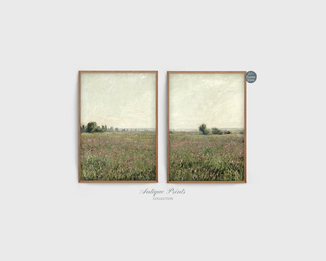 Neutral Country Set of 2 Split Print, Landscape 2 Pieces Vintage Wall ...