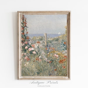 Floral Wall Art, Spring Landscape Print, Giclée Mailed Fine Art, Cottage Core Canvas Wall Art, Rose Garden Painting, Nature Wall Art