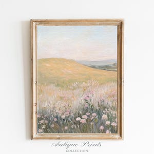 Floral Landscape Set of 2 Split Print, Printable French Country 2 Pieces Wall Art, Wildflower Painting, Neutral Farmhouse Decor - PRINTABLE image 6