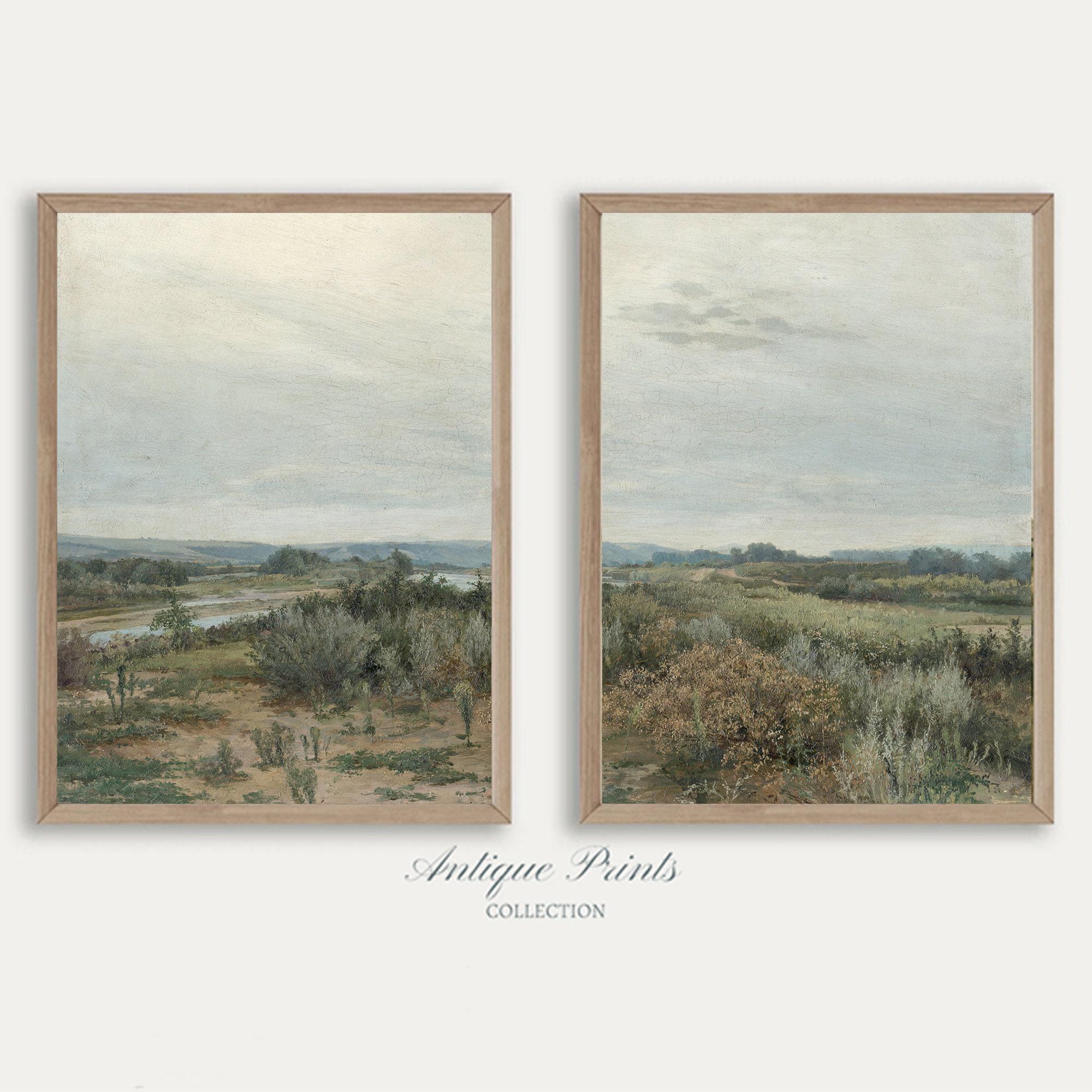 Countryside 2 Pieces Vintage Wall Art, Set of 2 Landscape Painting ...