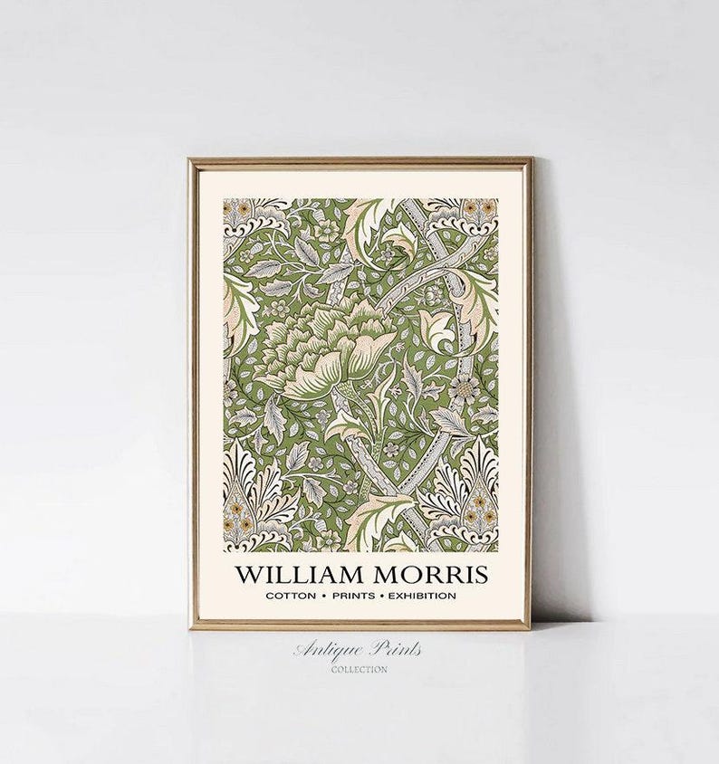 William Morris Prints Vintage, PRINTABLE Neutral William Morris Gallery Wall Set, Set of 6 Exhibition Poster, Flowers Pattern 6 Wall Art image 8