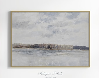 Coastal Neutral Painting Vintage, Seascape Wall Art, Antique Abstract Painting, Beach Cottage Wall Decor, Muted Beach Print - PRINTABLE