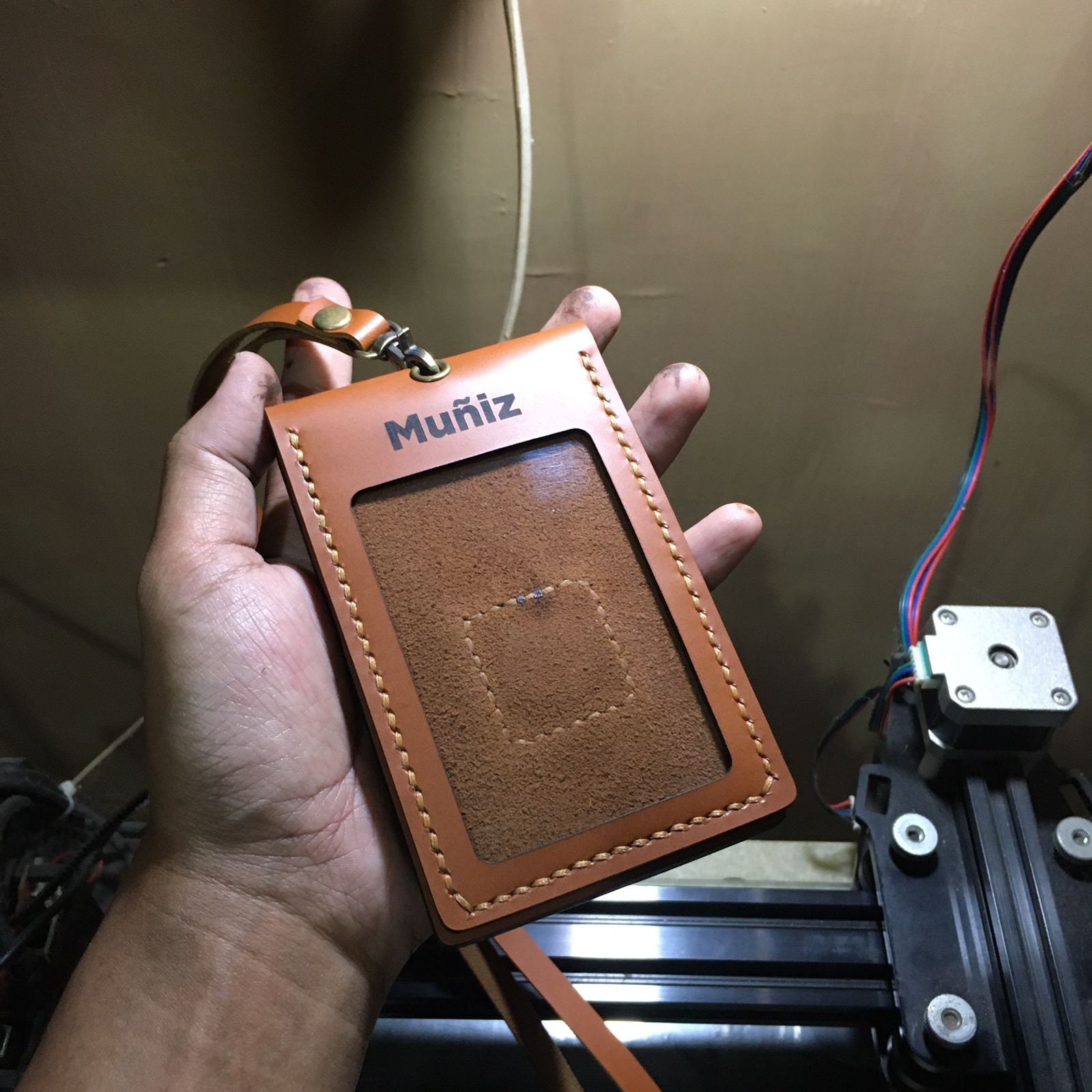 Model 2 - Leather Vertical ID Holder Magnetic and Engraving (2 Sides ...