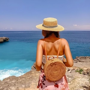 Bali Rattan Shoulder Bag : Customized Handcraft Boho Shoulder Bag, Wood Wicker Bag, Balinese Souvenirs