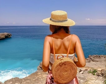 Bali Rattan Shoulder Bag : Customized Handcraft Boho Shoulder Bag, Wood Wicker Bag, Balinese Souvenirs