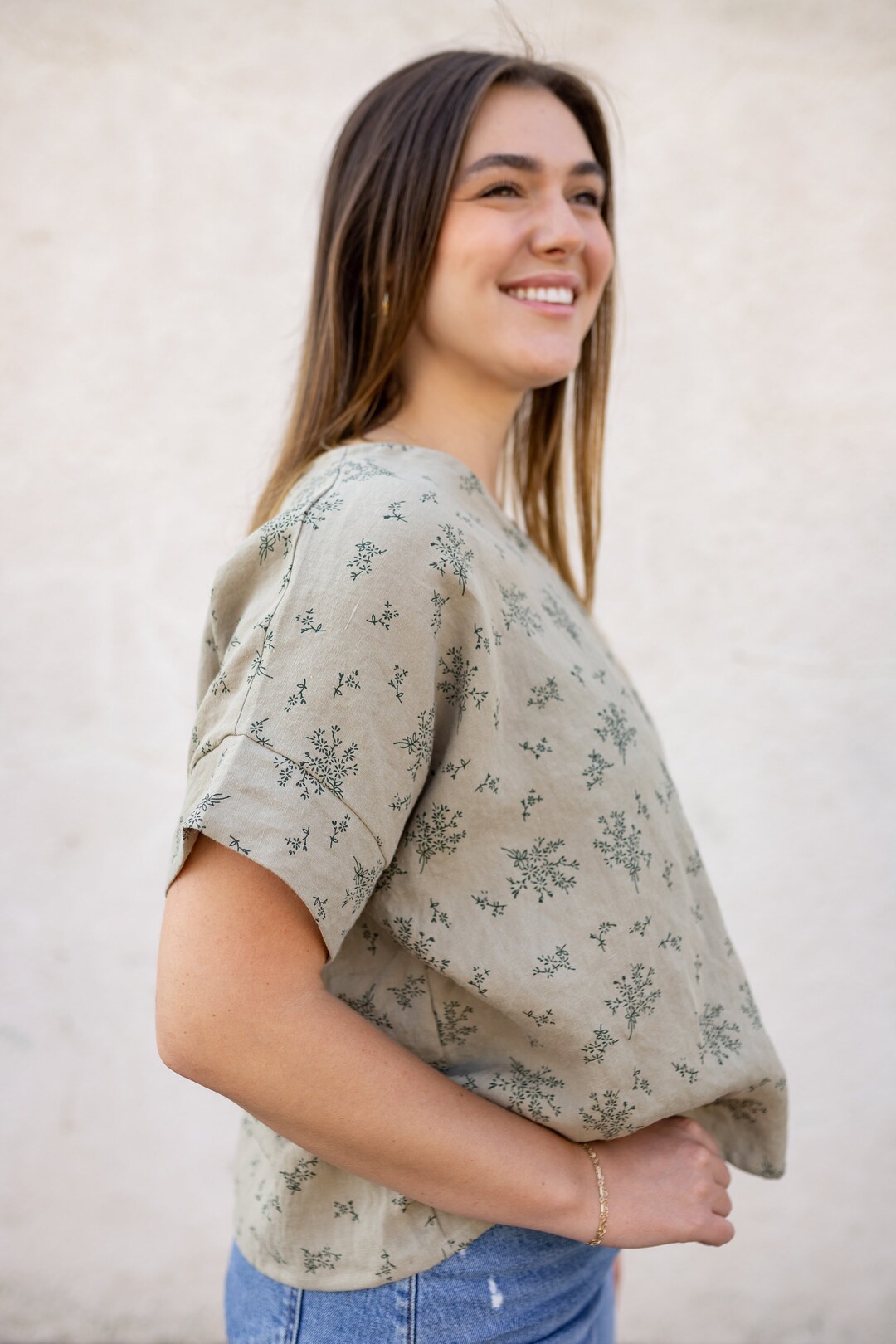 Women V Neck Linen Top Handmade Clothing for Women Loose Etsy