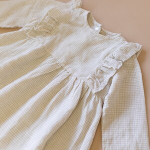 Little Girl Dress Gingham Linen dress for girls, Linen Dress. Toddler linen dress, flower girl dress Sustainably Ethically Made Linen Dress image 8