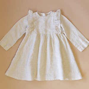 Little Girl Dress Gingham Linen dress for girls, Linen Dress. Toddler linen dress, flower girl dress Sustainably Ethically Made Linen Dress image 6