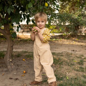 Little Yellow Checkered Cotton top for boys and girls, cotton top unisex. Toddler top, Sustainably Ethically Handmade top with buttons image 4