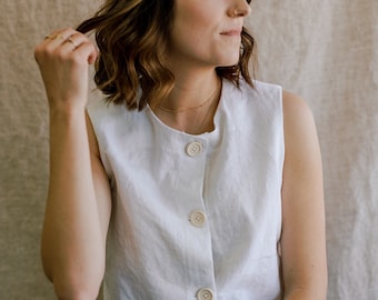 Sustainably made Ethically made Linen Button Top
