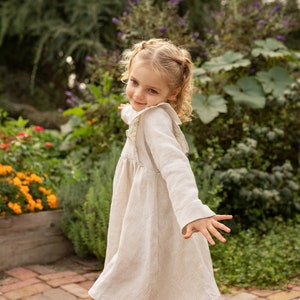 Little Girl Dress Gingham Linen dress for girls, Linen Dress. Toddler linen dress, flower girl dress Sustainably Ethically Made Linen Dress image 2