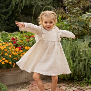 Little Girl Dress Gingham Linen dress for girls, Linen Dress. Toddler linen dress, flower girl dress Sustainably Ethically Made Linen Dress image 3