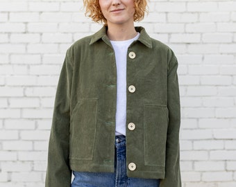 Corduroy Women Jacket. Sustainable Ethical Made Jacket. Winter/Fall cotton corduroy long sleeve wooden buttons Handmade made to order