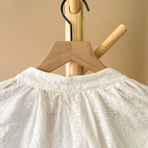 Cotton White Blouse Embroidery Short Sleeve Button Up handmade clothing for women, ethically-made, sustainable image 7