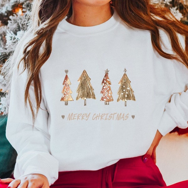 Frohe Weihnachten Sweater, Weihnachtsbaum Pullover, Weihnachtspullover, Tannenbäume Sweater, Winter Motiv Shirt, Weihnachtspulli