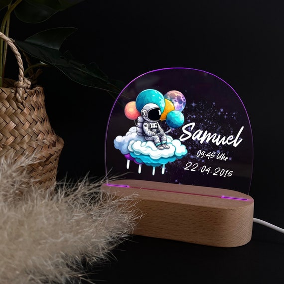 Personalize Acrylic Night Lamp Astronaut Birth Gifts Baptism Gift Nursery Decor Bedside Lamp