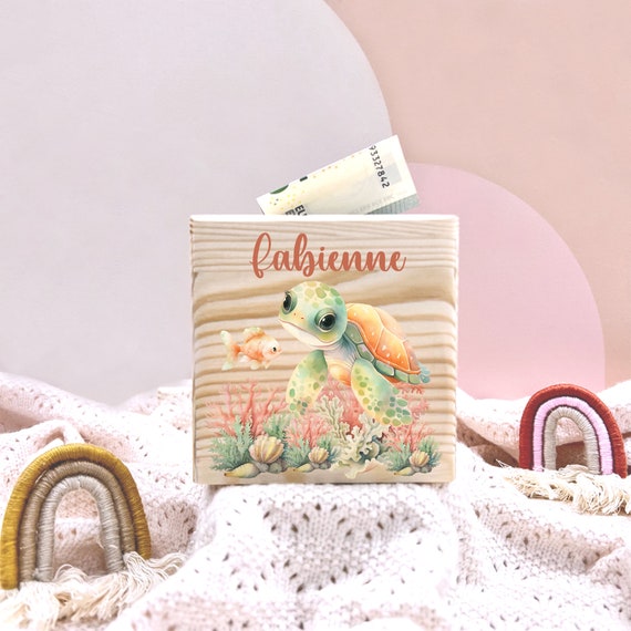 Personalized Money Box Wooden Turtle I Gift I Personalized Gifts I Personalized Money Box I Wooden Money Box