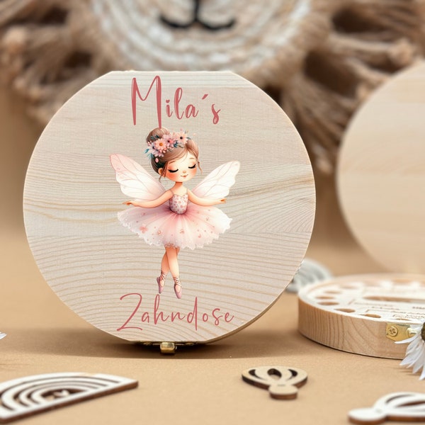 Personalisierte Zahndose aus Holz Fuchs, Milchzähne Aufbewahrung, personalisierte Geschenke, Geschenk zur Taufe, Geschenk zum Geburtstag