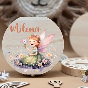 Hada de caja de dientes de madera personalizada, almacenamiento de dientes de leche, regalos personalizados, regalo de bautizo, regalo de cumpleaños