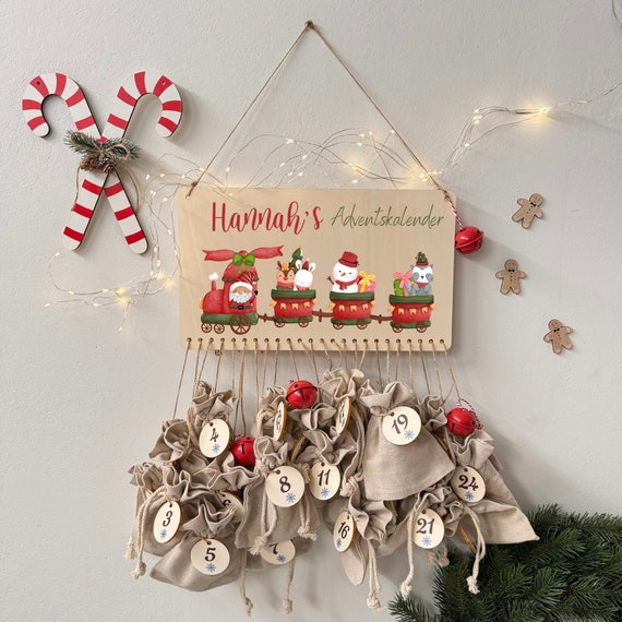 Advent calendar to fill, Advent calendar for children, Advent calendar made of wood, Advent calendar personalized, locomotive, Christmas