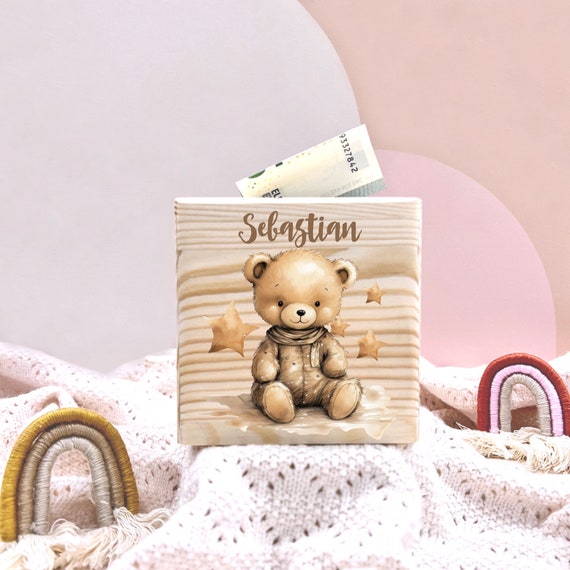 Personalized Money Box Wooden Teddy Bear I Gift I Personalized Gifts I Personalized Money Box I Wooden Money Box