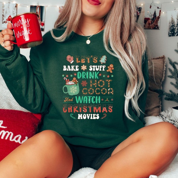 Lebkuchen und Heiße Schokolade Sweatshirt, Kuchen Backen Shirt, Weihanchtspullover, Hot Cocoa Sweatshirt, Weihnachtsfest Sweatshirt Familie