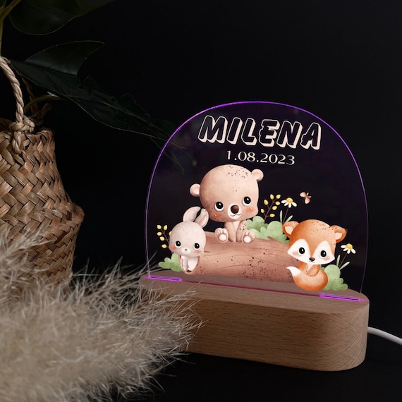 Personalized rainbow acrylic night lamp, baby gift birth, christening gift, children's room, birthday gift, bedside lamp