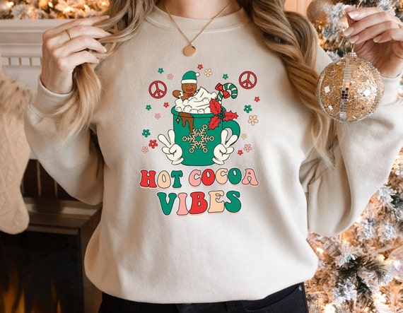 Hot Chocolate Shirt, Christmas Mugs, Hot Cocoa Sweater, Hot Chocolate Mug, Christmas Sweater Ladies, Winter Spirit Shirt