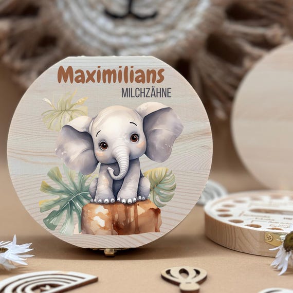 Personalized wooden tooth box fox, milk teeth storage, personalized gifts, christening gift, birthday gift