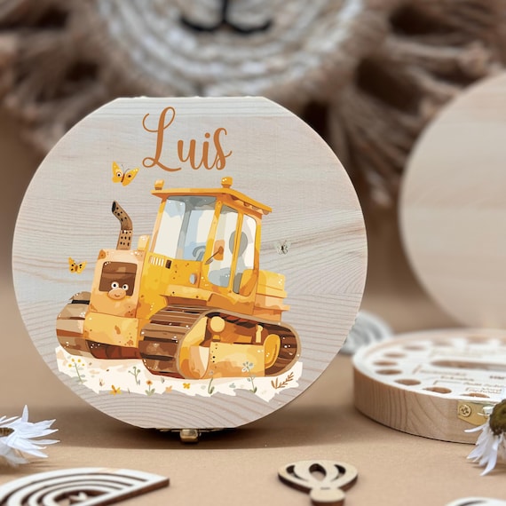 Personalized wooden tooth box excavator, milk teeth storage, personalized gifts, baptism gift, birthday gift,
