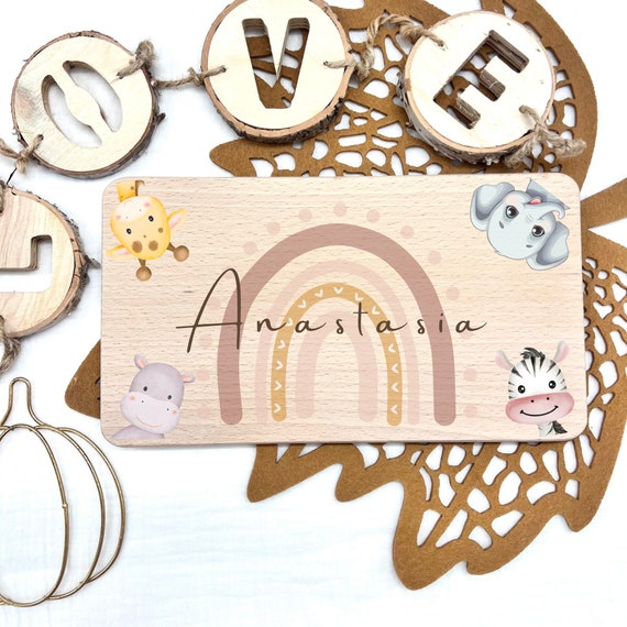 Personalized breakfast board, birth gift, baptism gift, baby gift, birthday, breakfast board, small board, wooden board